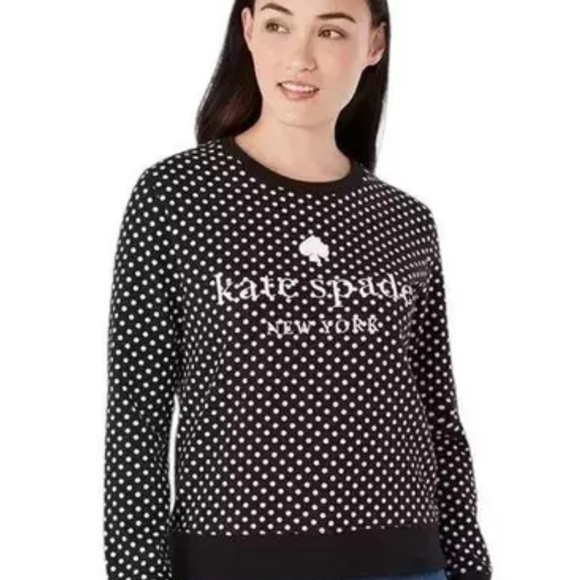 kate spade Tops - Kate Spade Black and White Polka Dot Sweatshirt